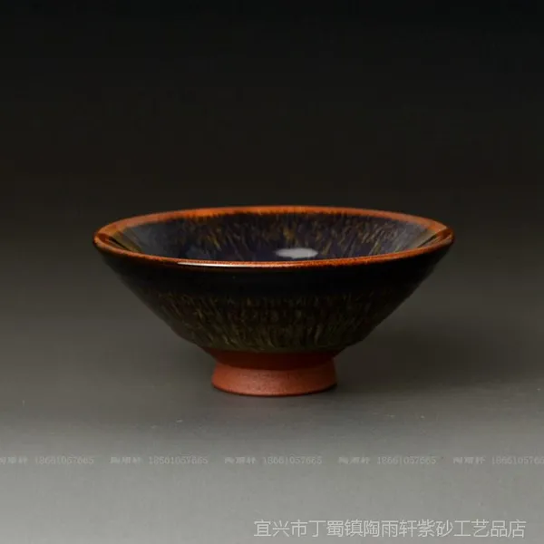 供应金边孔蓝*茶碗*品茗杯*普洱杯*宜兴紫砂均釉*宜均陶茶具JT012