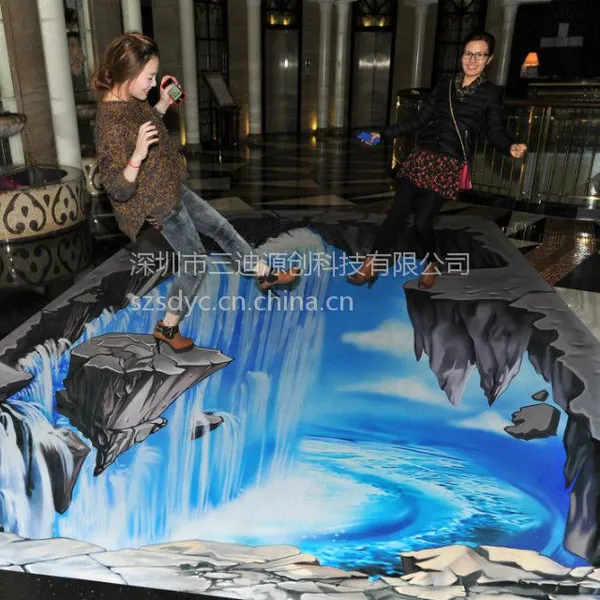 供应三迪源创3D地贴定制、广东3D地贴画生产设计、立体地画、墙画、喷绘写真、防水耐磨