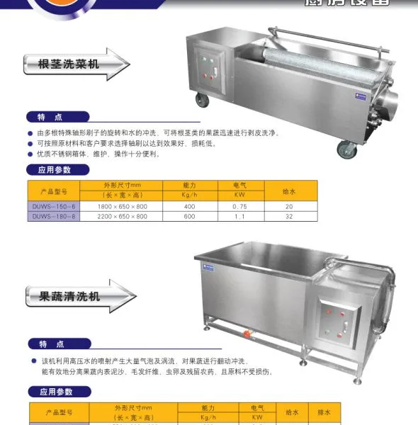 供应天津中央厨房设备---连续式果蔬清洗机/净菜加工设备