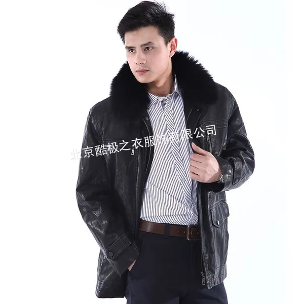 供应秋冬新款男皮棉服加厚男大衣热卖外贸 男装男士棉服 上衣外套 黑色 1123pn