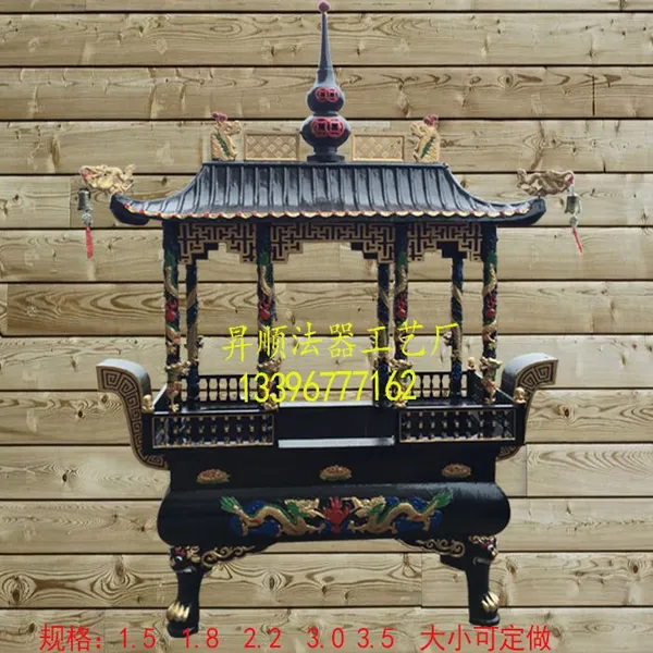 铸铁香炉厂家铸造大型寺庙长方形八龙柱香炉 庙门口大香炉