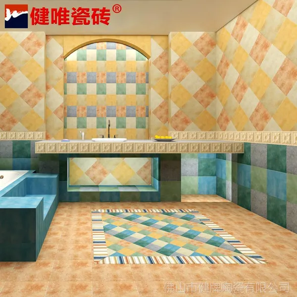 健唯 阳台地砖仿古砖 客厅瓷砖拼花 厨房卫生间防滑地砖