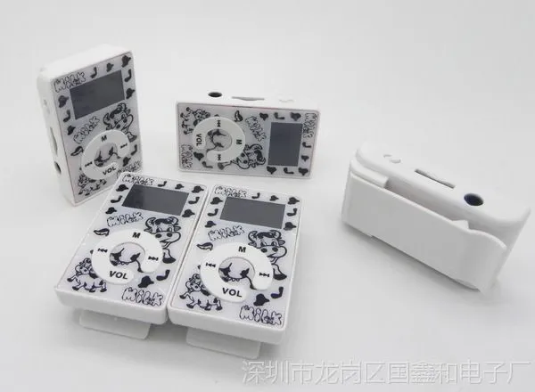 国鑫MP3 有屏插卡新款奶牛有屏夹子 插卡mp3 带收音