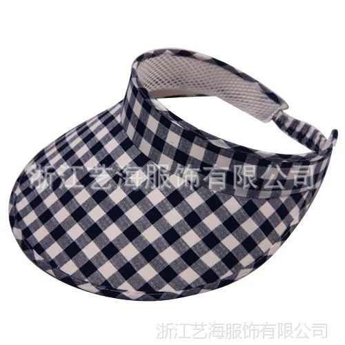 供应新款女式 格子空顶帽 防紫外线 遮阳帽 批量加工订做 帽子批发