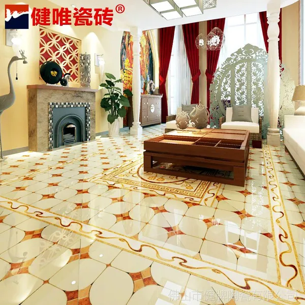 健唯抛金砖 抛晶砖600X600镀金客厅瓷砖地中海