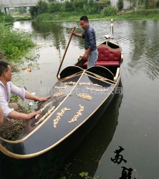 6米威尼斯贡多拉游船 房地产活动装饰观光木船 刚朵拉手划游船