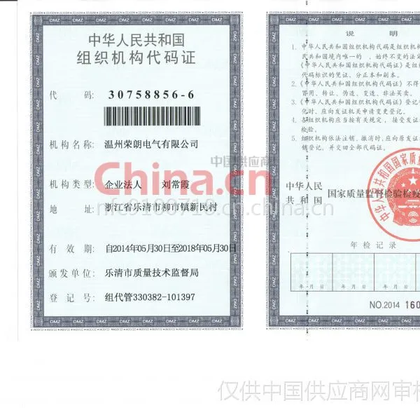 组织机构代码证影印件