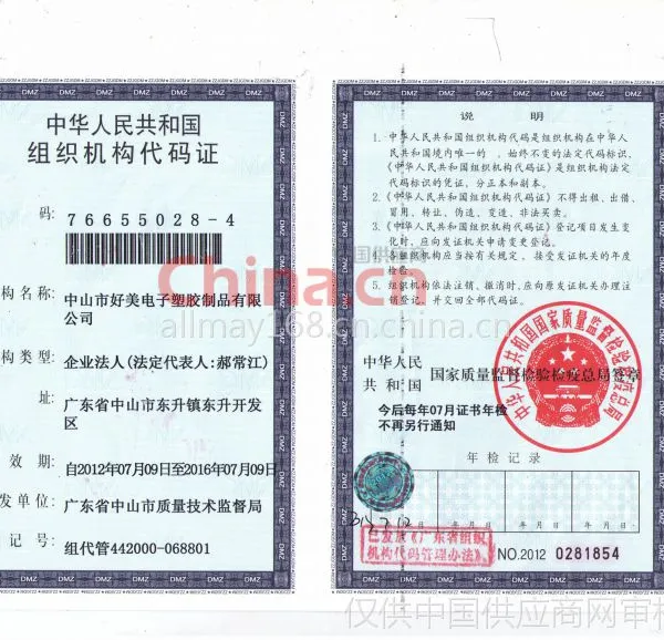组织机构代码证影印件