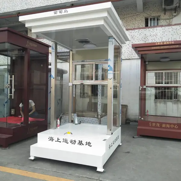 方形碧桂园保安站岗岗亭,物业形象站台岗亭 惠州红毯站台玻璃收费亭 物业小区专业