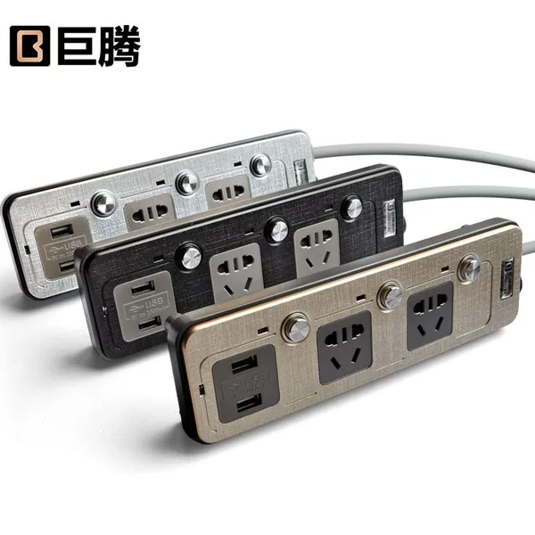 巨腾年华办工室电器独立开关带USB电源灯接线板纳米陶瓷三位插座排插