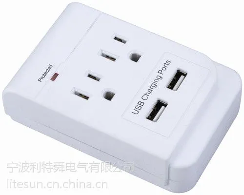 厂家直销 利特舜美式转换插座 带灯USB LA-2S