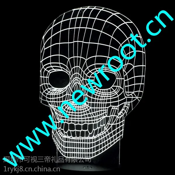 酒吧专用3D视觉骷髅头台灯可七彩变换