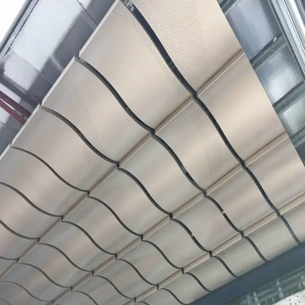 欧佰天花铝单板弧形板 波浪型冲孔铝单板吊顶