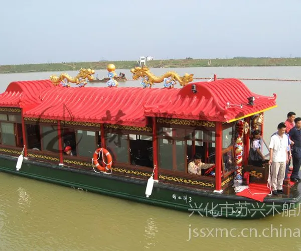12米画舫旅游船 木质观光船 景区电动船 休闲餐饮船 传统木船 苏兴制造