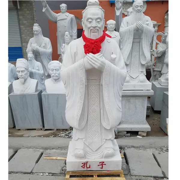 供应历史名人孔子雕塑万洋雕刻大型汉白玉石雕孔子雕像校园雕刻