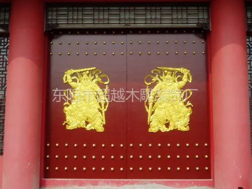 供应实木大门 铜钉门 炮钉门 纯手工雕刻工艺 东阳木雕出品 可加工定做