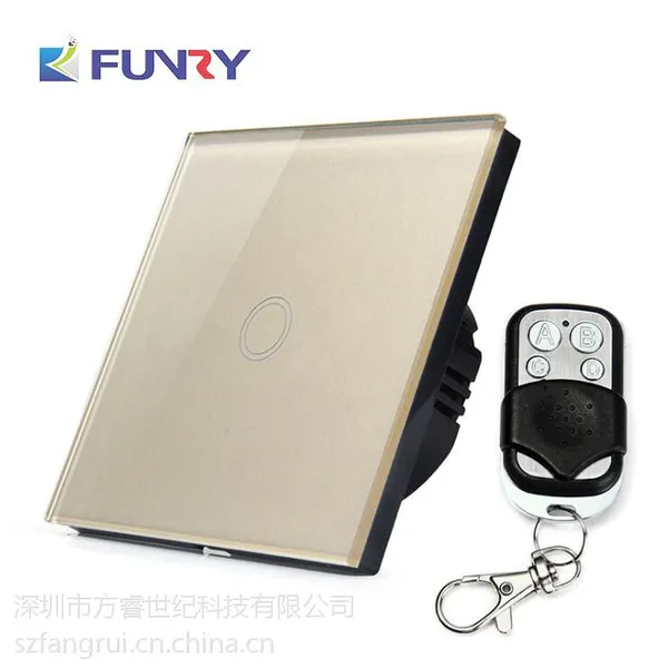 FUNRY-ST2智能触摸开关+遥控墙壁开关 欧规一路 金色