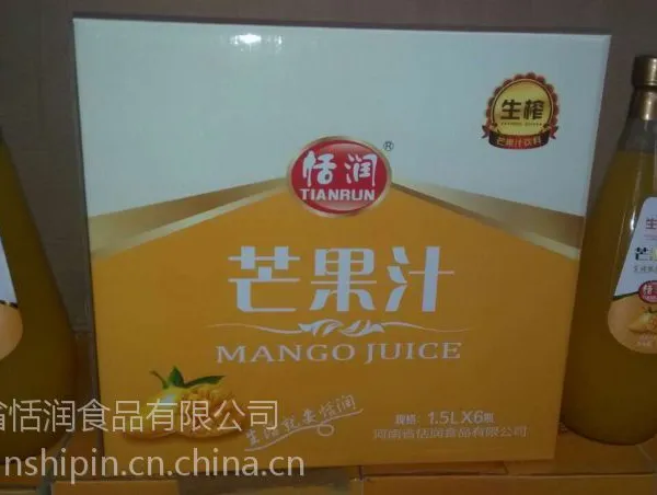 恬润1.5L玻璃瓶芒果汁|大瓶装芒果汁饮料