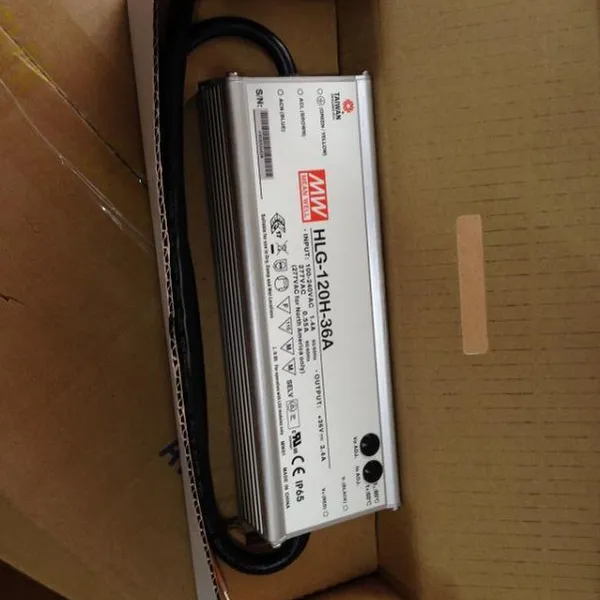 正品 台湾明纬电源HLG-120H-36A 120W路灯铝壳灌胶防水驱动过UL认证质保7年