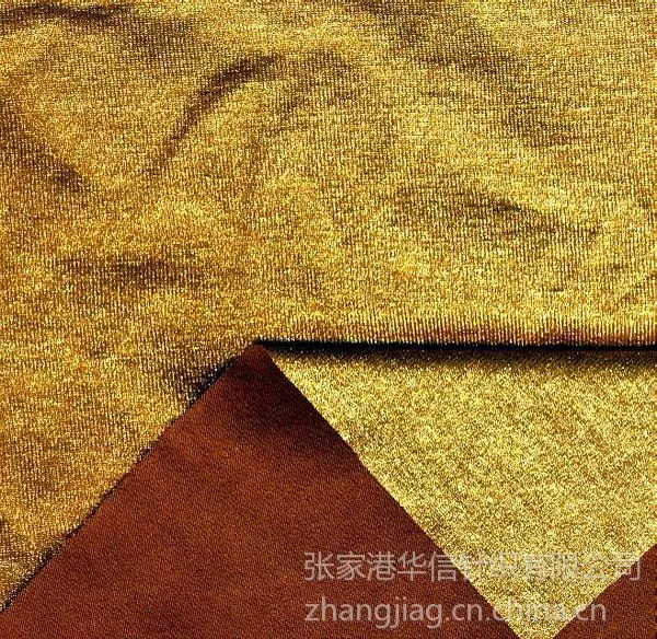 供应95/5烫银棉氨汗布耐水洗不易掉金银粉针织烫金面料