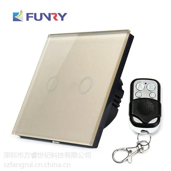 FUNRY-ST2智能触摸开关+遥控墙壁开关 欧规二路 金色