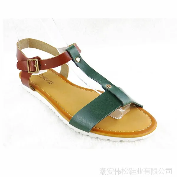 欧洲站 T型带鱼嘴凉鞋女新款2015夏季PU皮时尚休闲女式凉鞋批发