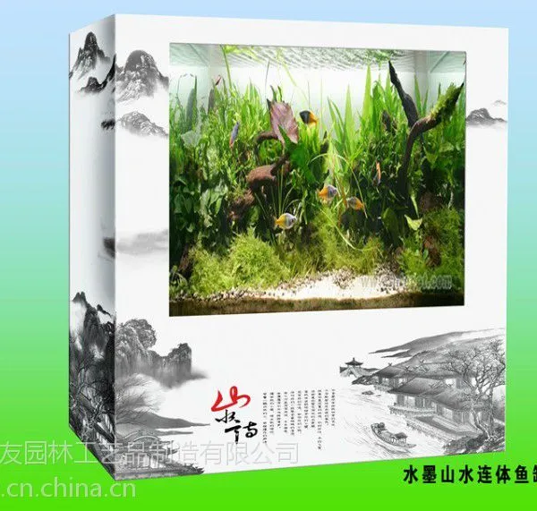 供应供应三友水族热销水墨山水连体鱼缸