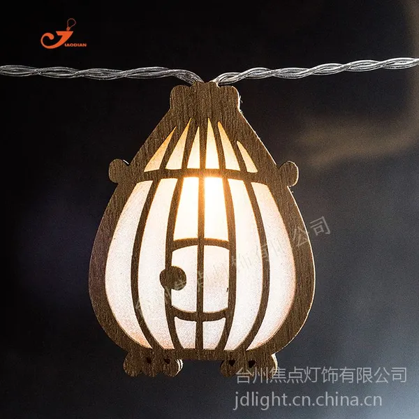 木质南瓜灯串 复古装饰灯 LED灯串带电池盒暖白光 3V 5号电池AA