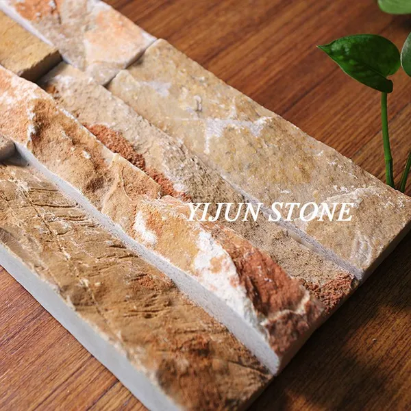 依君天然毛边15cm*60cm自然面背景墙文化石 隔音环保石材