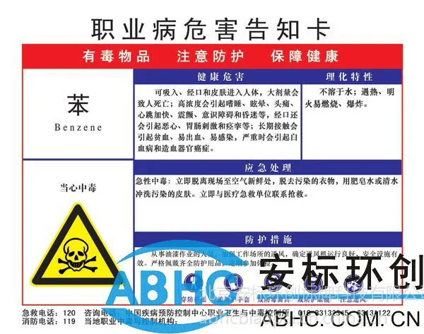 职业病危害告知卡GBZ158-2003
