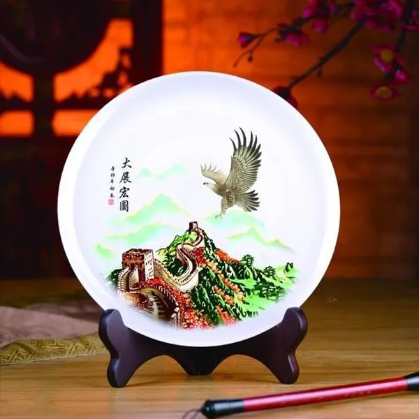 琉璃玉系列/工艺礼品摆件/大展宏图(玉盘)