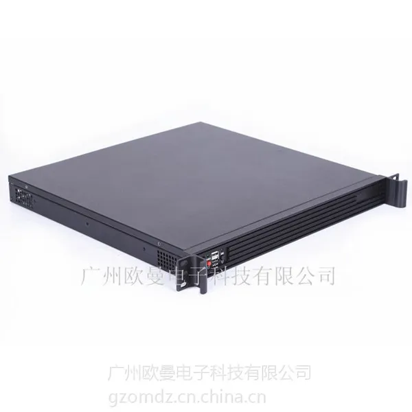 供应广州欧曼1U铝面板机架式短机箱软路由防火墙机箱标准1U机箱可零售1U420L
