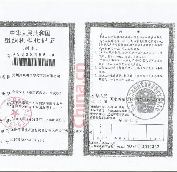 组织机构代码证影印件