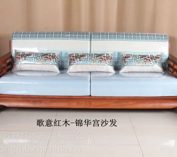 红木沙发配什么垫子好-红木沙发中式古典沙发组合-中式红木沙发摆放效果图-新中式红木沙发