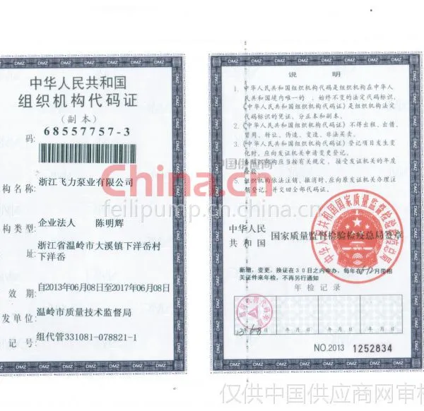 组织机构代码证影印件
