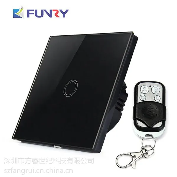 FUNRY-ST2智能触摸开关+遥控墙壁开关 欧规一路 经典黑