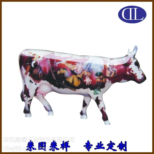 深圳鼎霖是金属奶牛徽章定制厂家 欧式创意圣诞节赠送纪念品五金印刷滴胶胸章