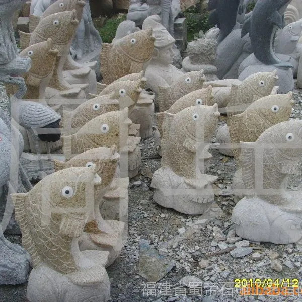 供应石雕,园林石雕 喷水鱼 喷水海豚