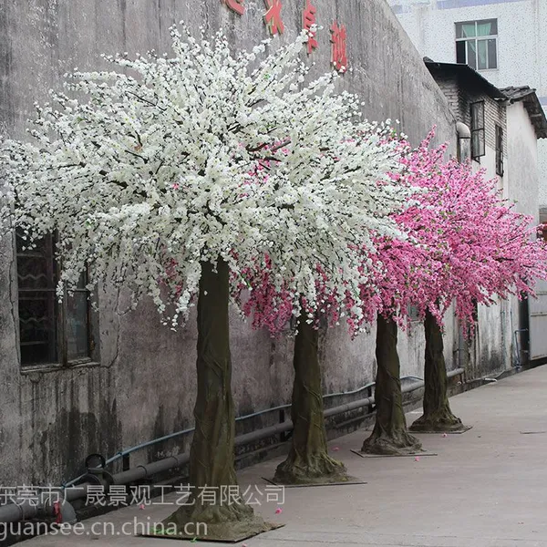 广晟景观工艺供应仿真桃花树商场广场公园步行街装饰美化绿化造景摆饰仿生实木树干桃花树假桃花树制作