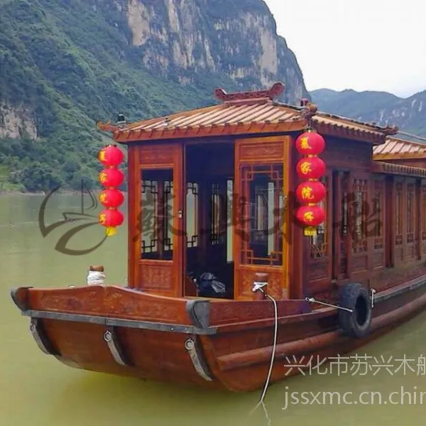 8米画舫船 景区观光船 传统木船 农家乐休闲船 木质旅游船 电动餐饮船
