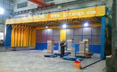 佛山荣高提供干式喷漆房 水帘机水幕式 吸尘打磨台