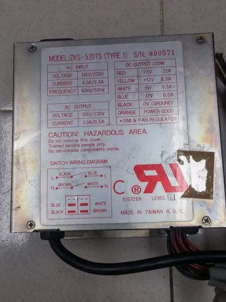 ZKS-520TS 220W 宝狮baccini 工控机电源批发及专业维修