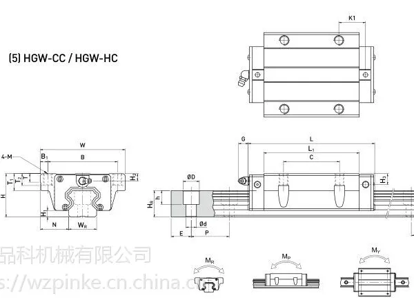 供应上银HGW法兰导轨系列 滚珠直线式导轨