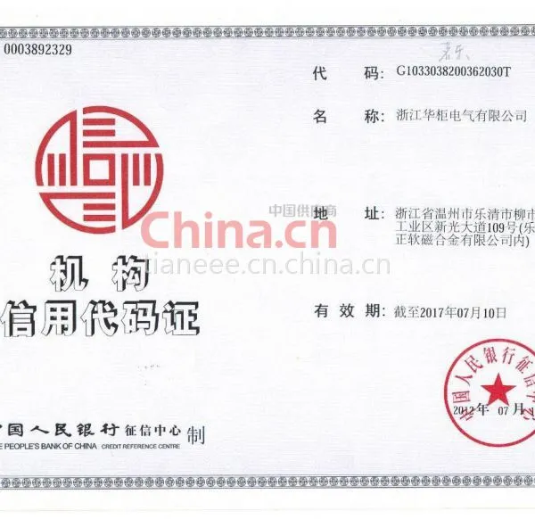 机构信用代码证