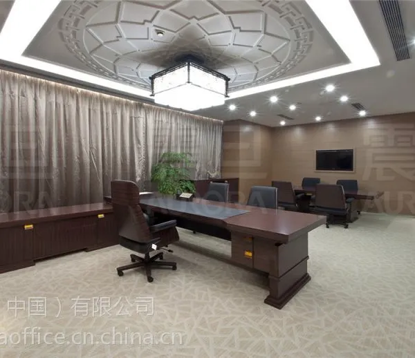 上海震旦办公家具,震旦实木家具,震旦厚重大气大班台,震旦玉之华御之和