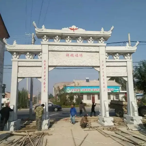 鼎艺石牌坊厂家电话-常年制作古建石牌坊-仿古石头门楼