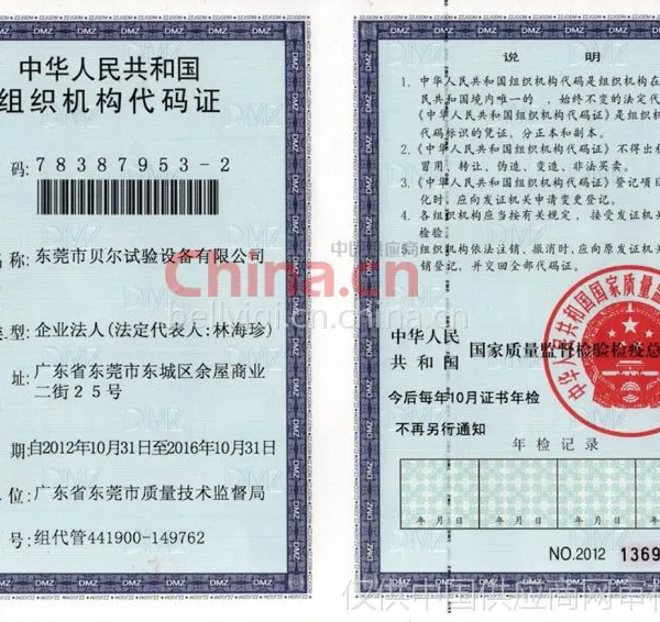 组织机构代码证影印件