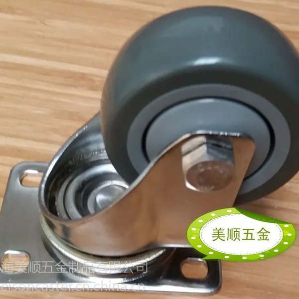 供应美顺2系列3寸不锈钢耐磨聚胺PU机械设备万向脚轮