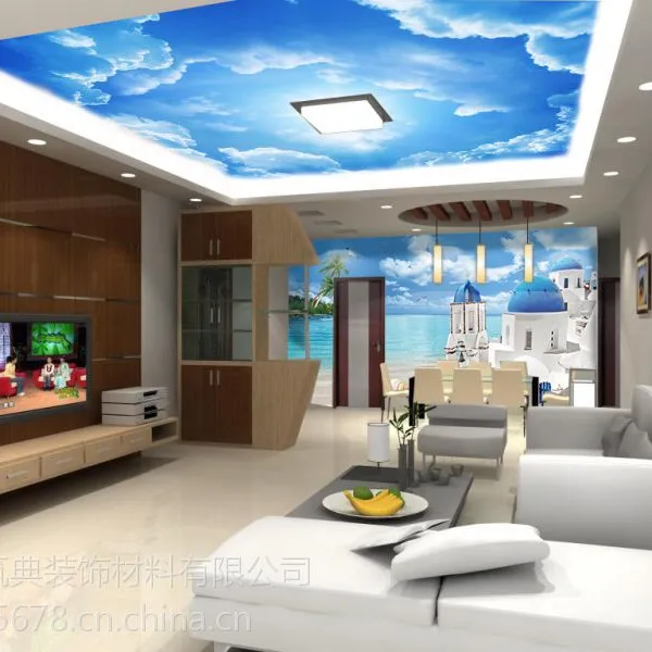 大型壁画 地中海风格海景城堡 3d立体卧室客厅沙发背景墙壁纸壁画 厂家直销