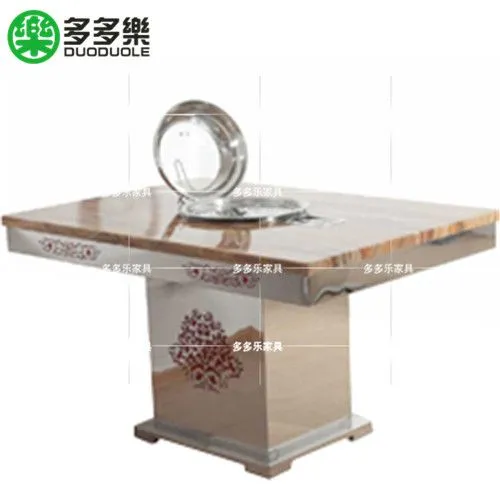实木箱体蒸汽火锅桌 定做餐饮家具就找深圳市多多乐家具